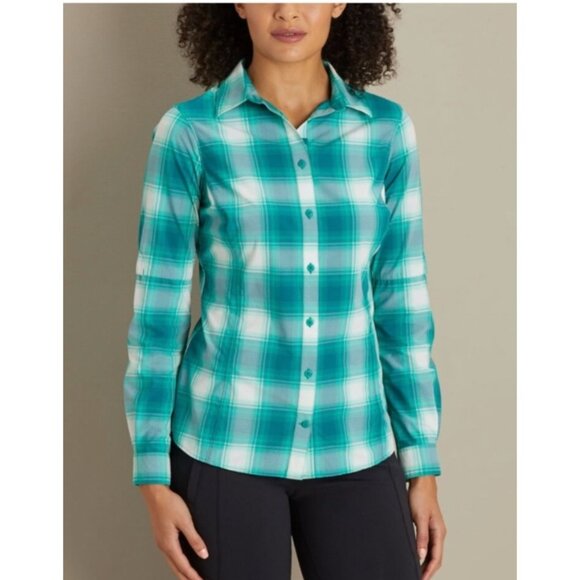 Duluth Shirt Womens Size Large Green Sidewinder Plaid Shirt Nylon Blend - Picture 2 of 14